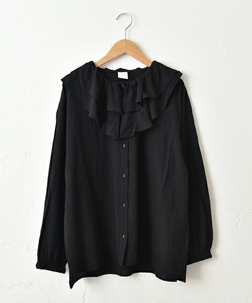 イベリア　黒ブラウス ista-ire｜ラッフルカラーブラウス [[4600-6350]][C] | ma28 ONLINE STORE