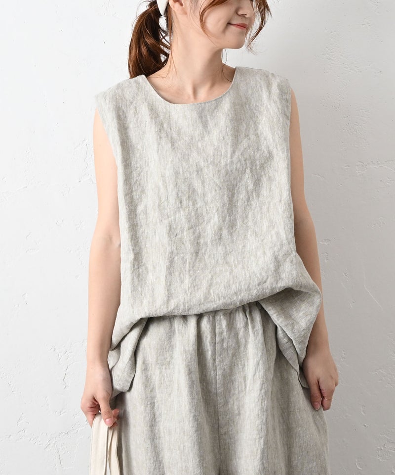 08Mab｜9番手リネン前後着ノースリーブプルオーバー [[CF-226MA08098]][C]