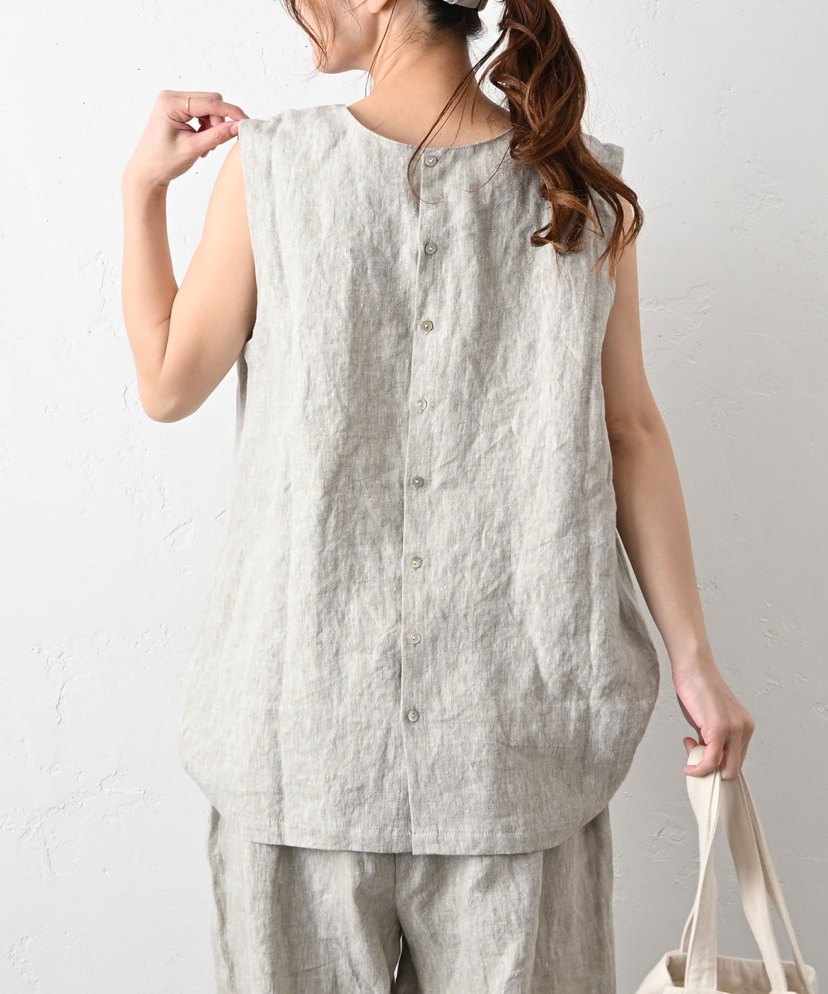 08Mab｜9番手リネン前後着ノースリーブプルオーバー [[CF-226MA08098]][C]