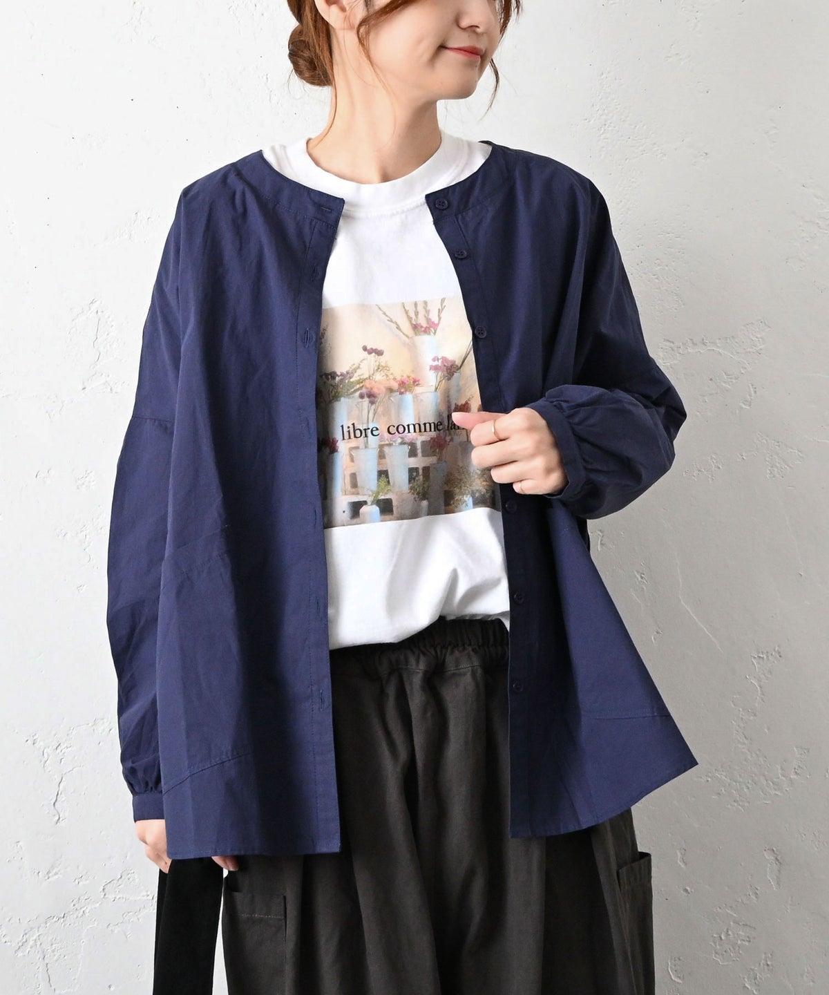 hagumu｜ノーカラーシャツジャケット [[19260141]][C]