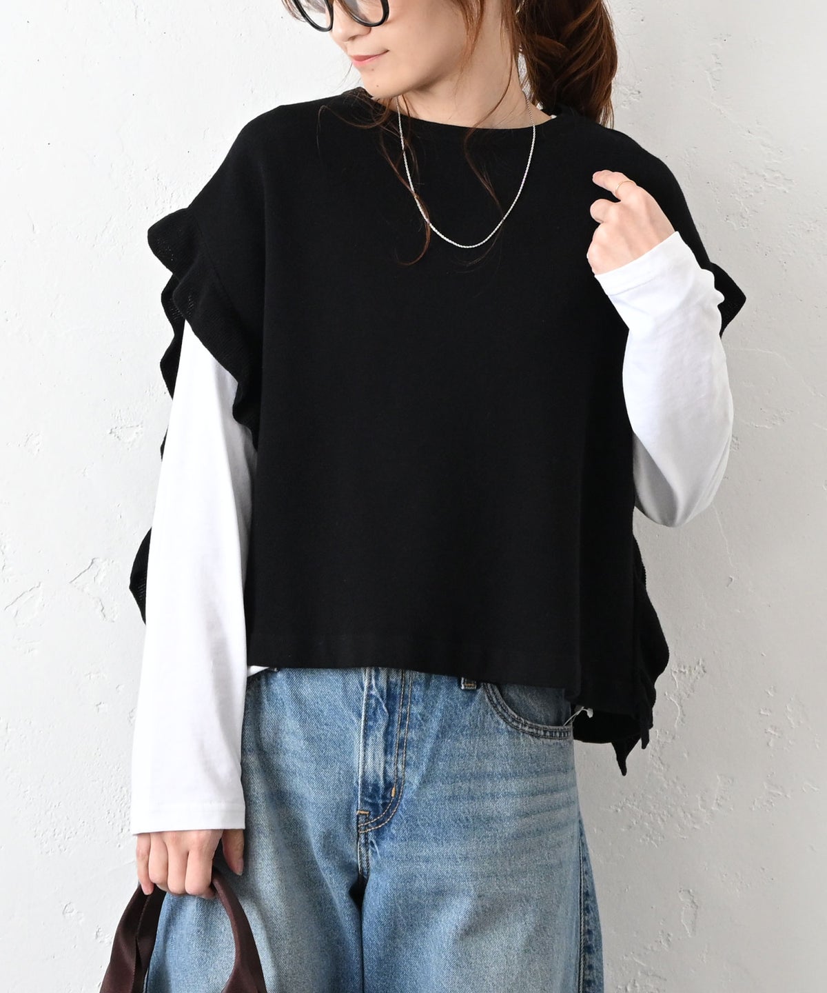 HUMS｜袖フリルニット [[HU-BE-05]][C]