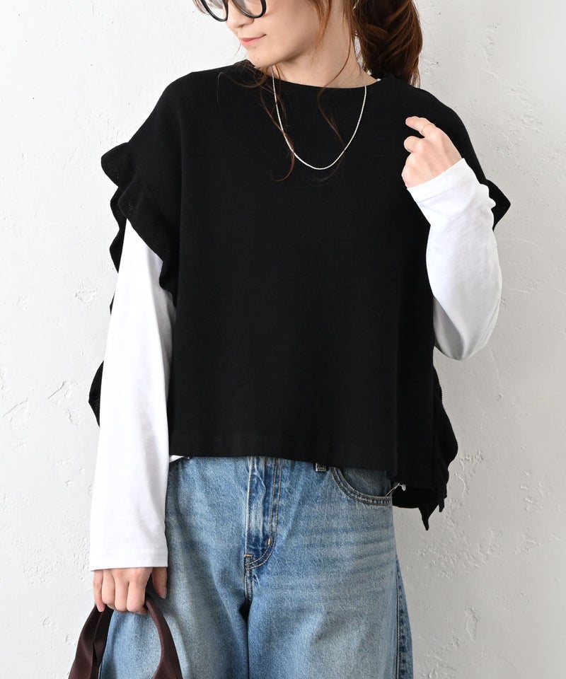 HUMS｜袖フリルニット [[HU-BE-05]][C]