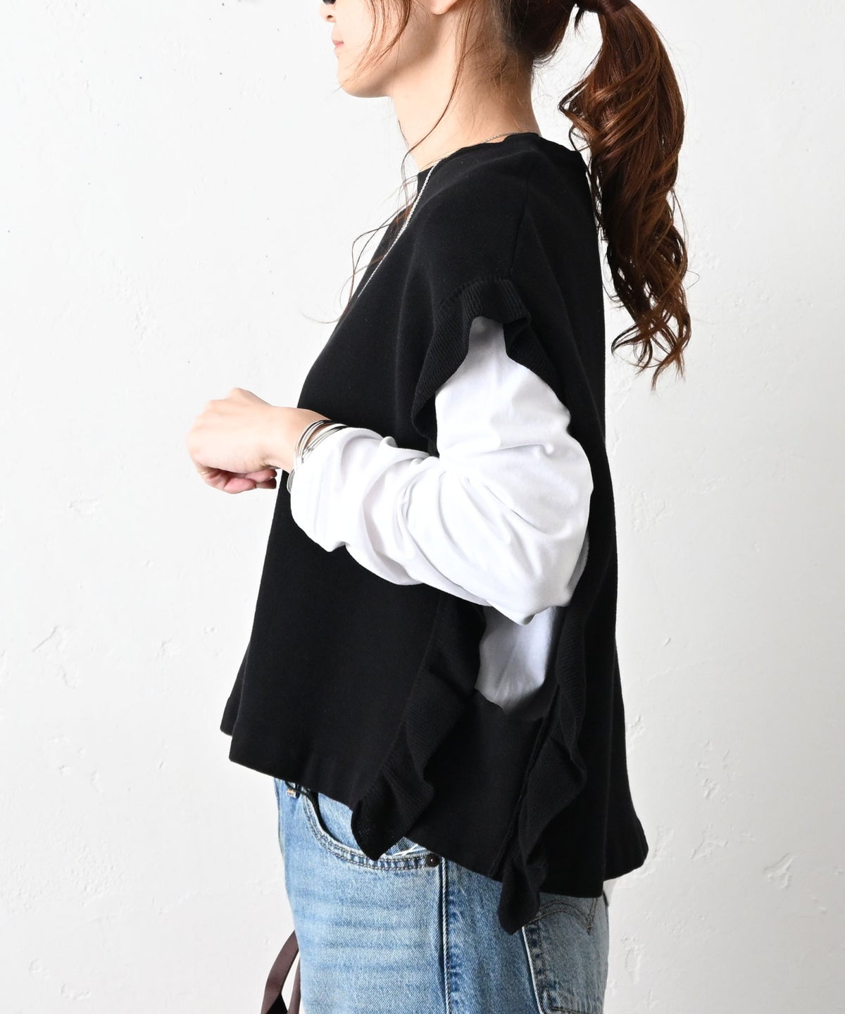 HUMS｜袖フリルニット [[HU-BE-05]][C]