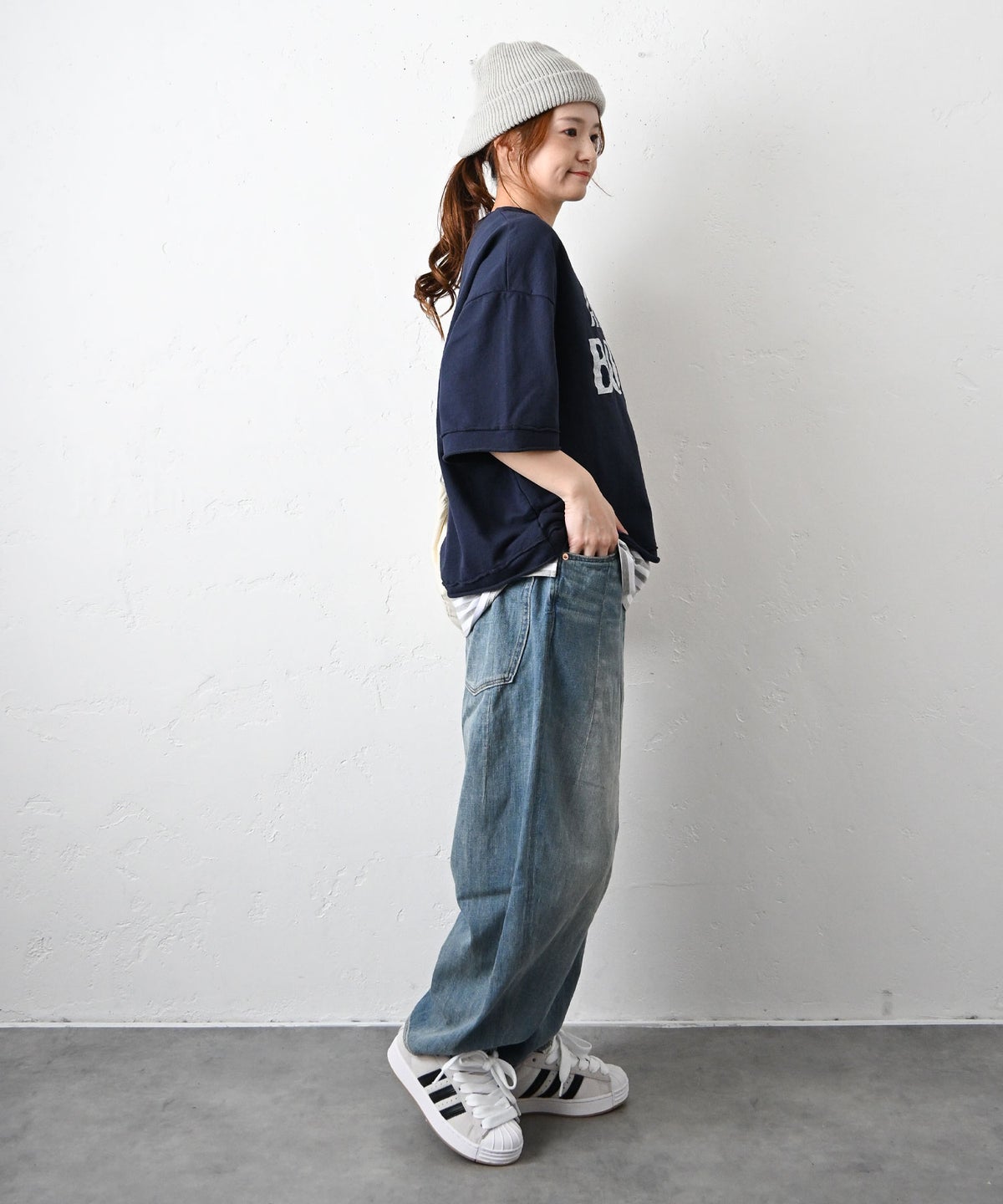 IN THE MARKET｜ヴィンテージライクロゴ6分袖ルーズTee [[C-2550]][C]