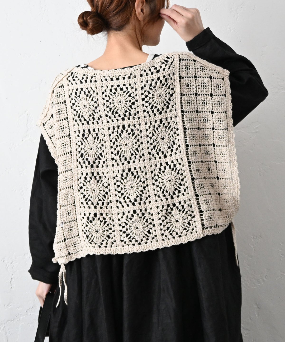 hagumu｜クロシェ風柄編みラウンドネックベスト [[CPMA-8855]][C]