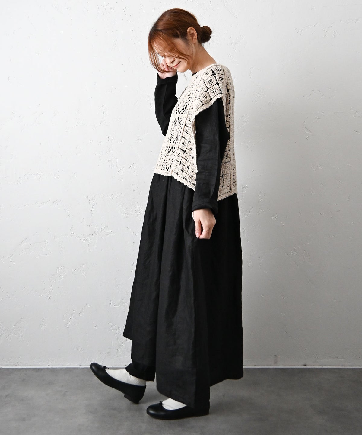 hagumu｜クロシェ風柄編みラウンドネックベスト [[CPMA-8855]][C]