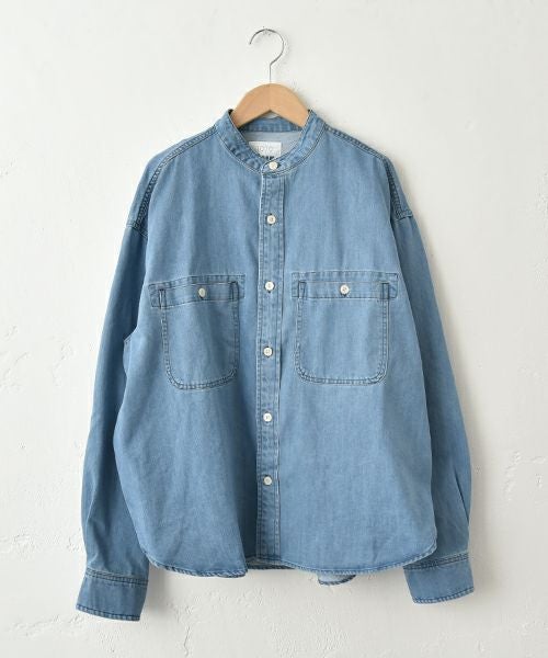 Our.｜ノーカラーデニムシャツ [[131343H]][C]