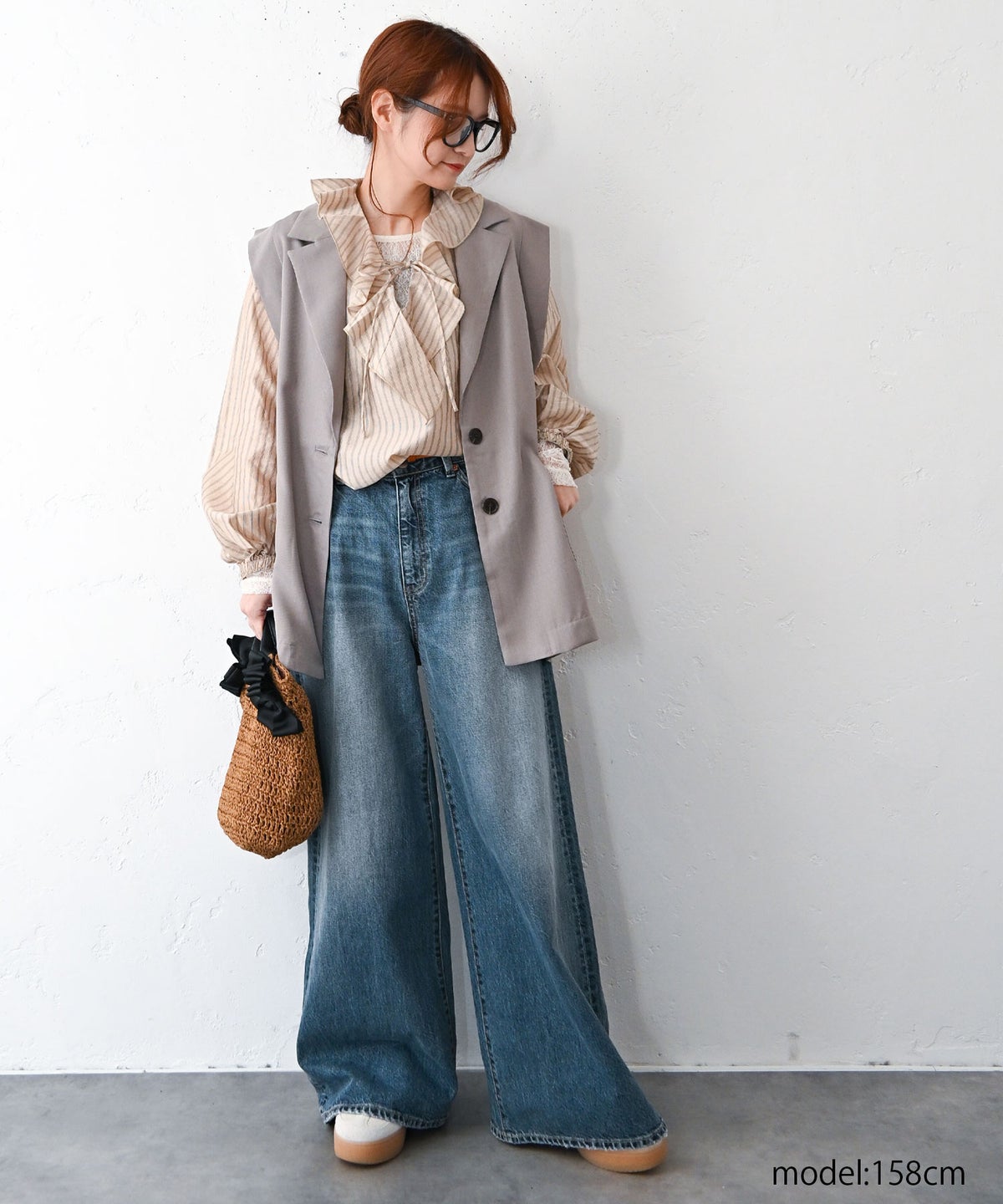 HUMS｜ストライプフリルプルオーバー [[HUM-083]][C]