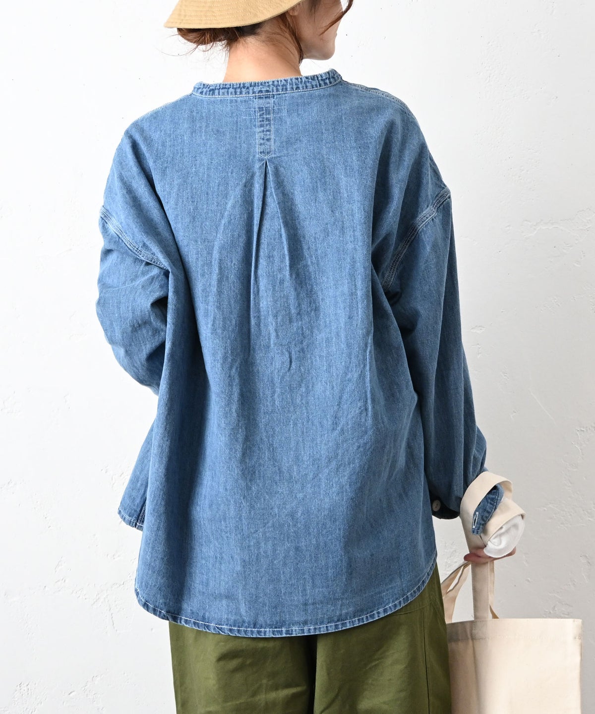 Our.｜デニム素材ヘンリーネックシャツプルオーバー [[Our-023]][C]
