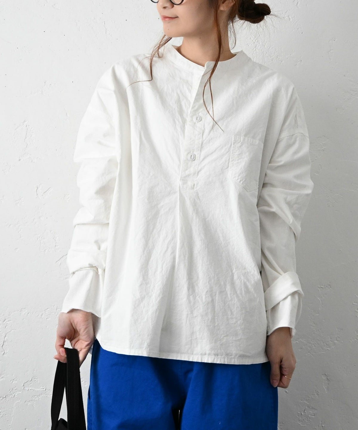 Our.｜タイプライターヘンリーネックシャツプルオーバー [[Our-023-1]][C]