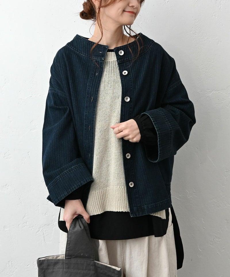 hagumu｜【なかなプロデュース】スタンドカラーデニムジャケット [[hag-185-IND]][C]