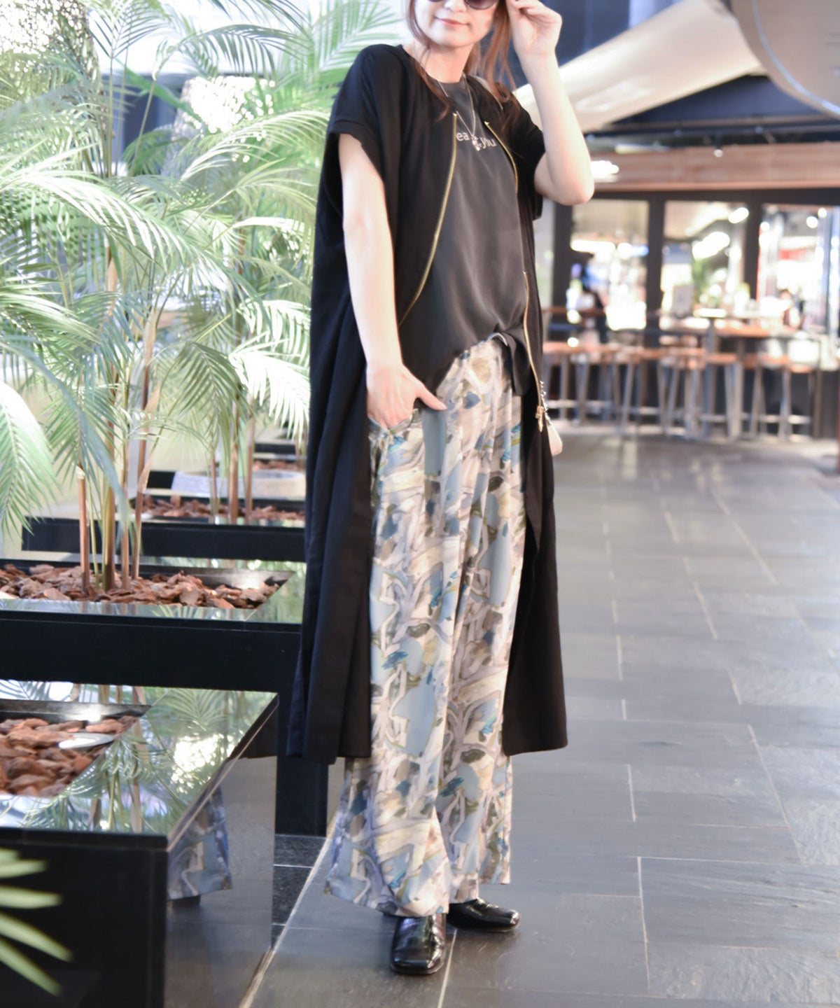 HUMS｜リネンレーヨンロングベスト [[C-5120]][C]