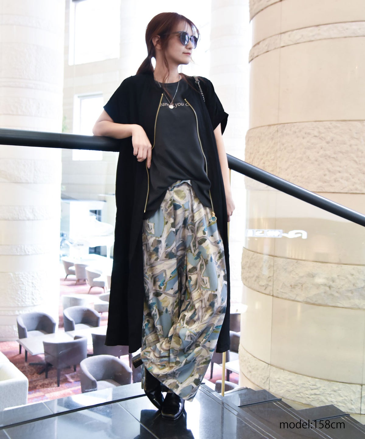 HUMS｜リネンレーヨンロングベスト [[C-5120]][C]