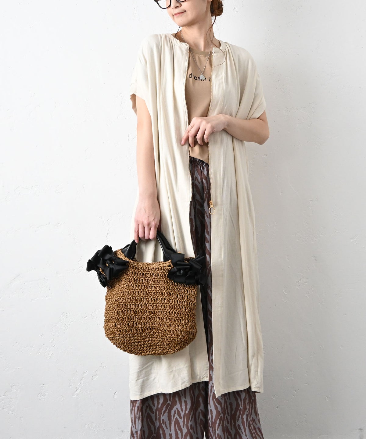 HUMS｜リネンレーヨンロングベスト [[C-5120]][C]