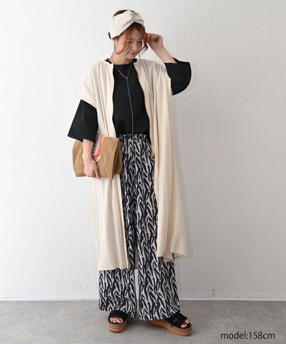 HUMS｜リネンレーヨンロングベスト [[C-5120]][C]