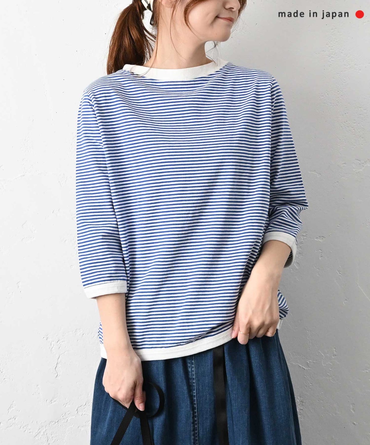 and quarter｜7分袖ボーダーカットソー [[MA-056]][C]