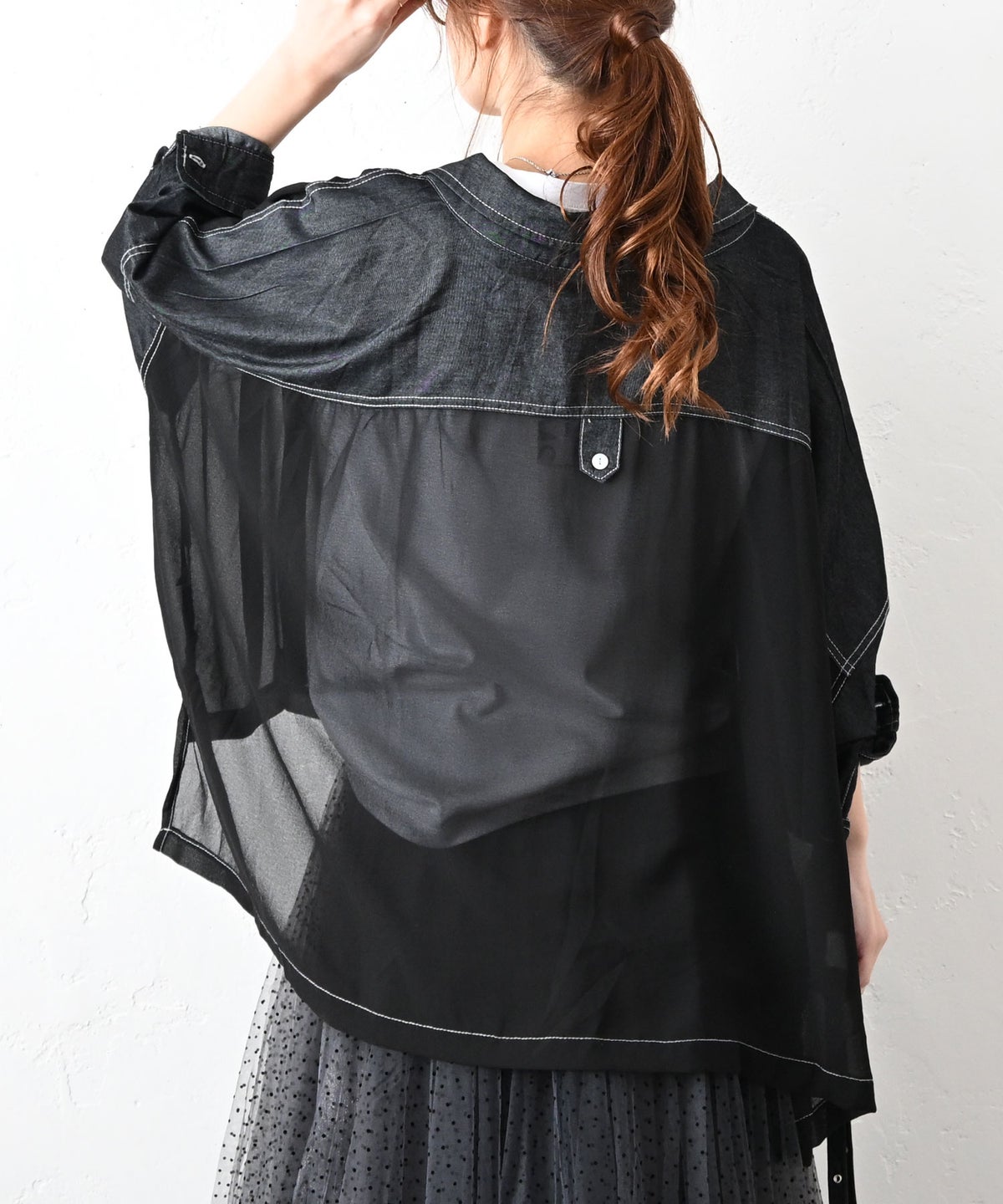 HUMS｜デニム使いシアーシャツ [[41361141]][C]