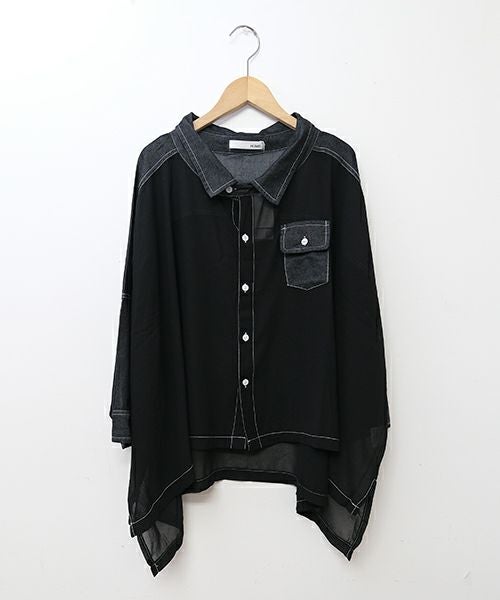 HUMS｜デニム使いシアーシャツ [[41361141]][C]