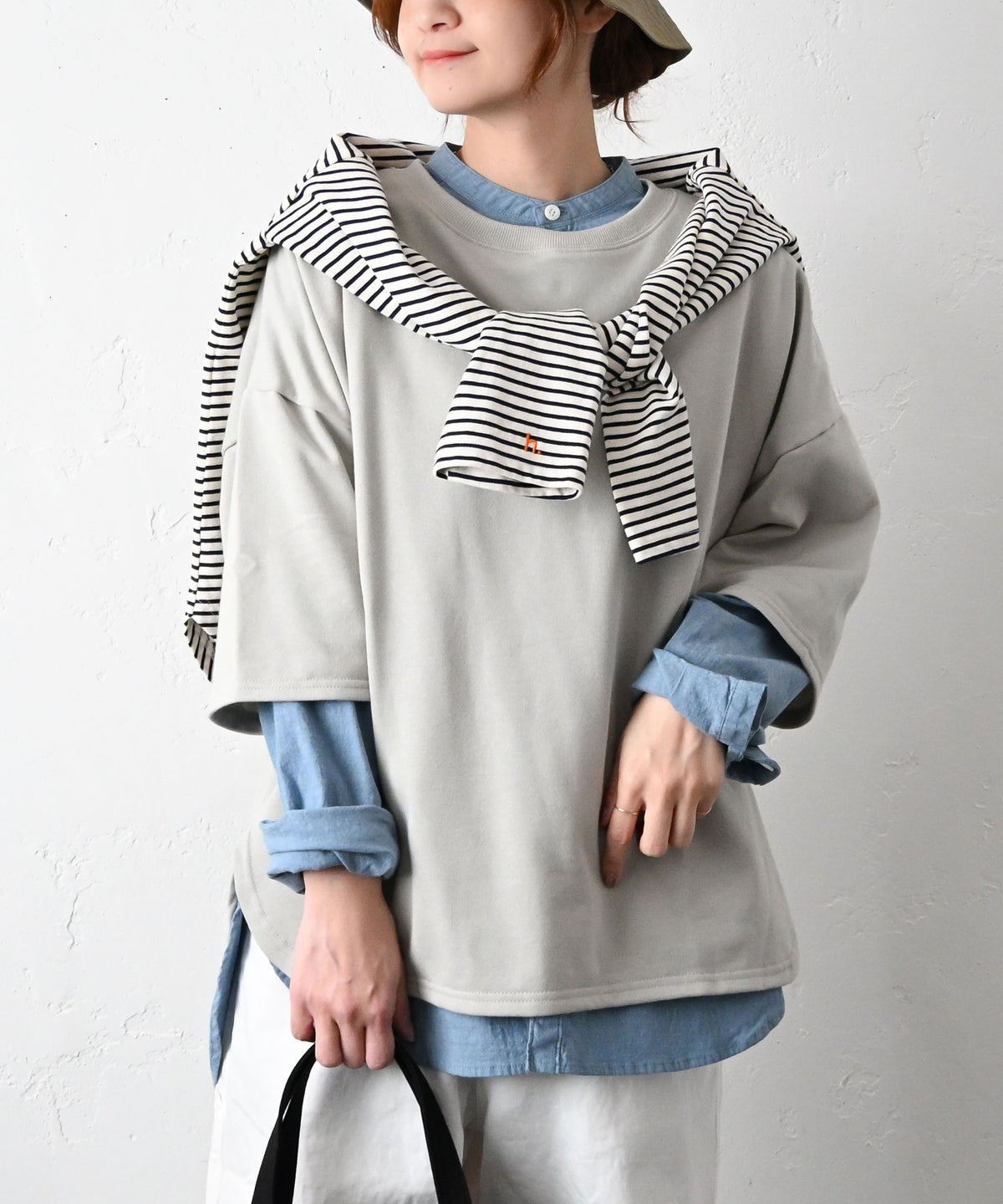 her.｜ミニ裏毛5分袖カットソー [[131280H]][C]