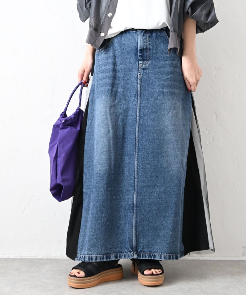 HUMS｜異素材ドッキングデニムスカート [[600162]][C]