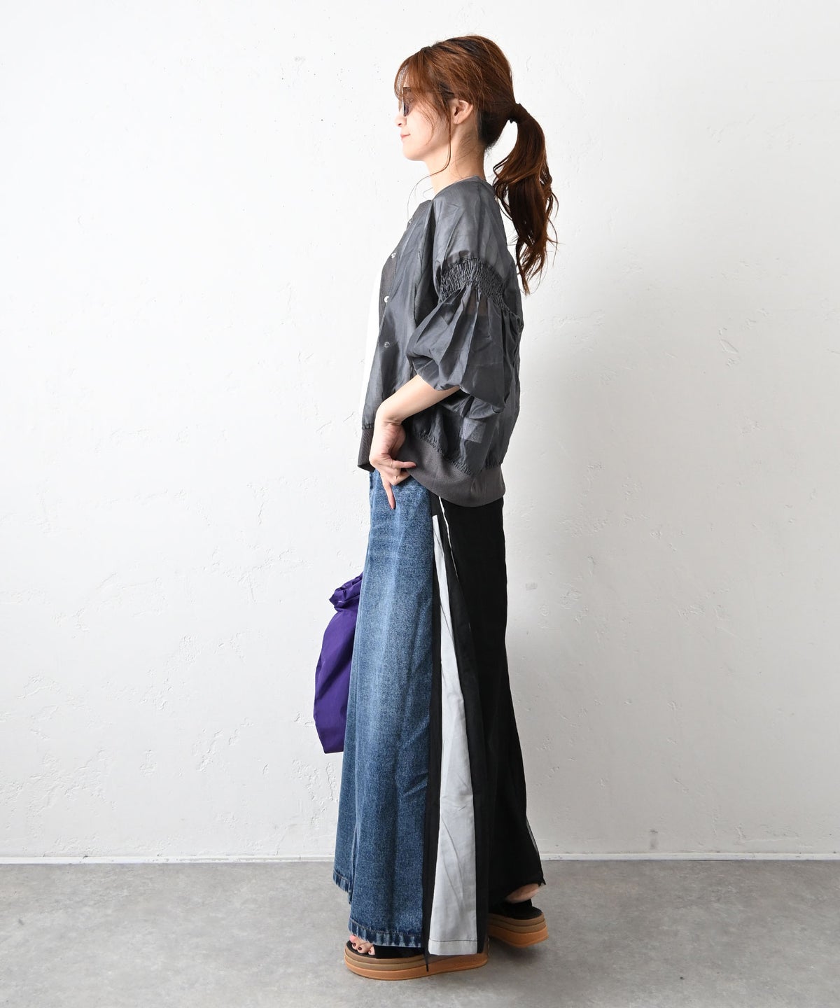 HUMS｜異素材ドッキングデニムスカート [[600162]][C]