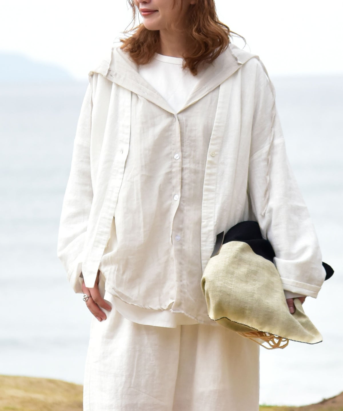 hagumu｜リネン混ノーカラージャケット [[hag-194]][C]