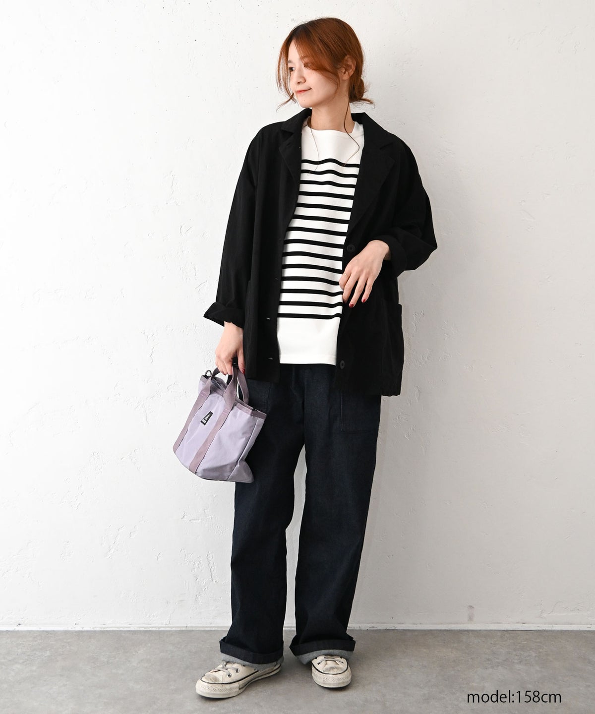 her.｜パネルボーダー フレンチカットソー [[853411]][C]