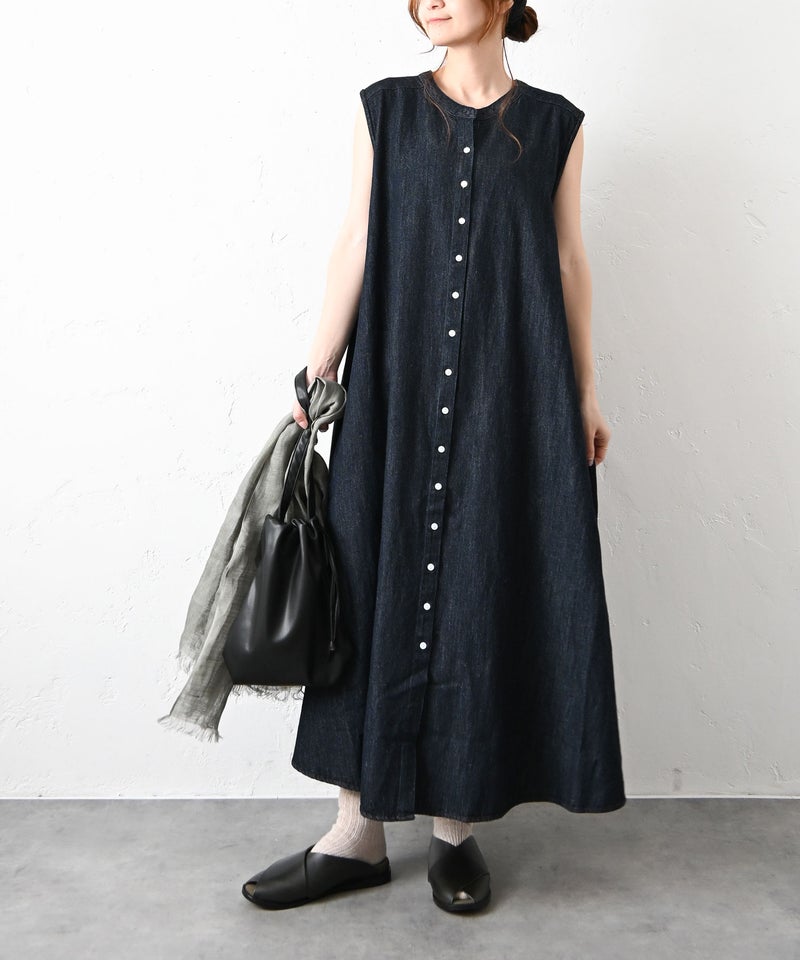 08Mab｜リネンコットンデニムノースリーブワンピース [[CF-1225HF1338]][C]