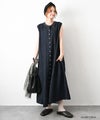 08Mab｜リネンコットンデニムノースリーブワンピース [[CF-1225HF1338]][C]