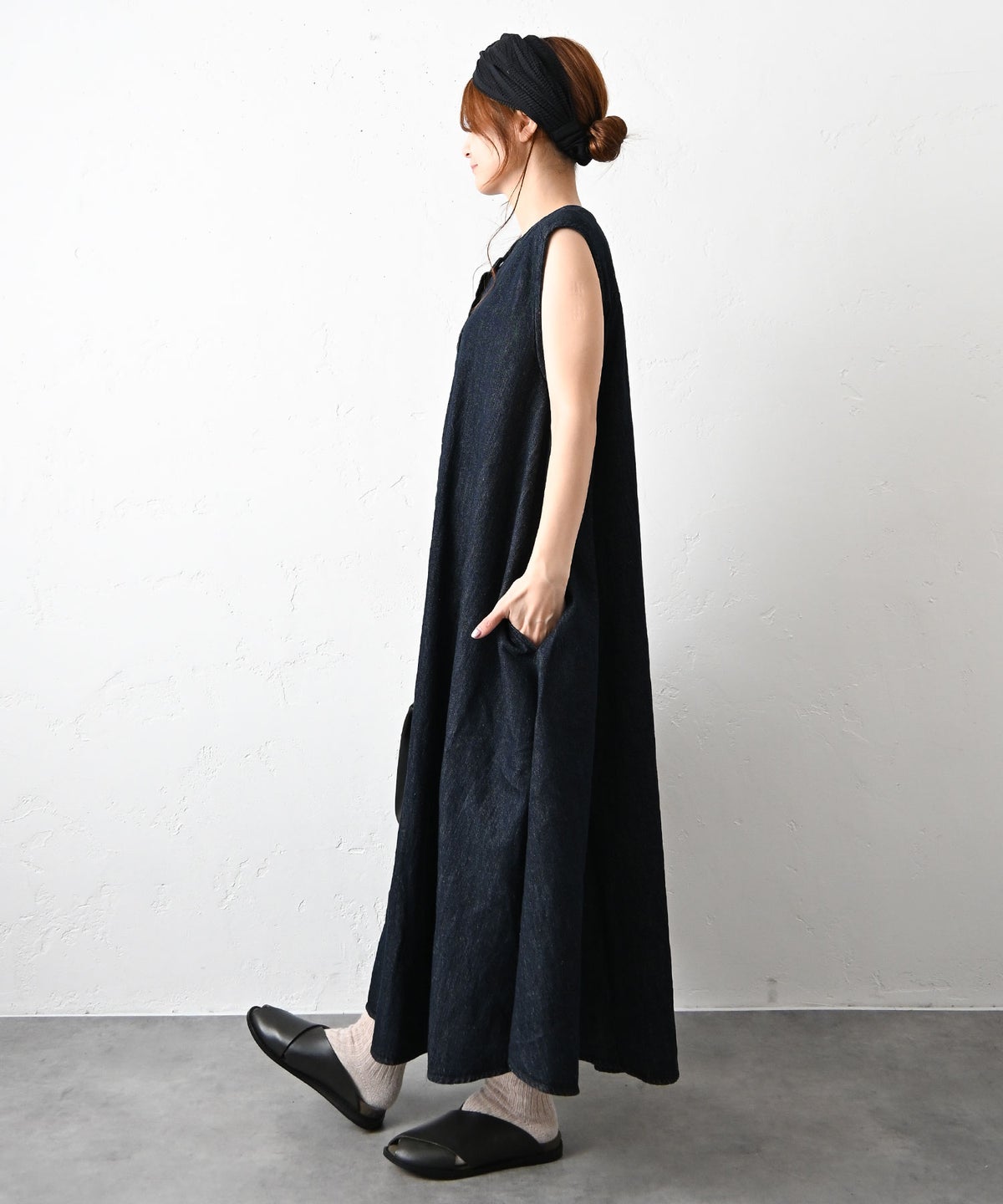 08Mab｜リネンコットンデニムノースリーブワンピース [[CF-1225HF1338]][C]