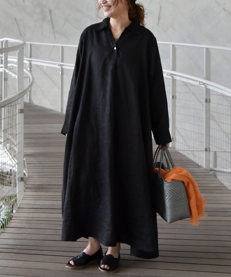 08Mab｜リネンオープンカラーワンピース [[CF-1225HF1327]][C]