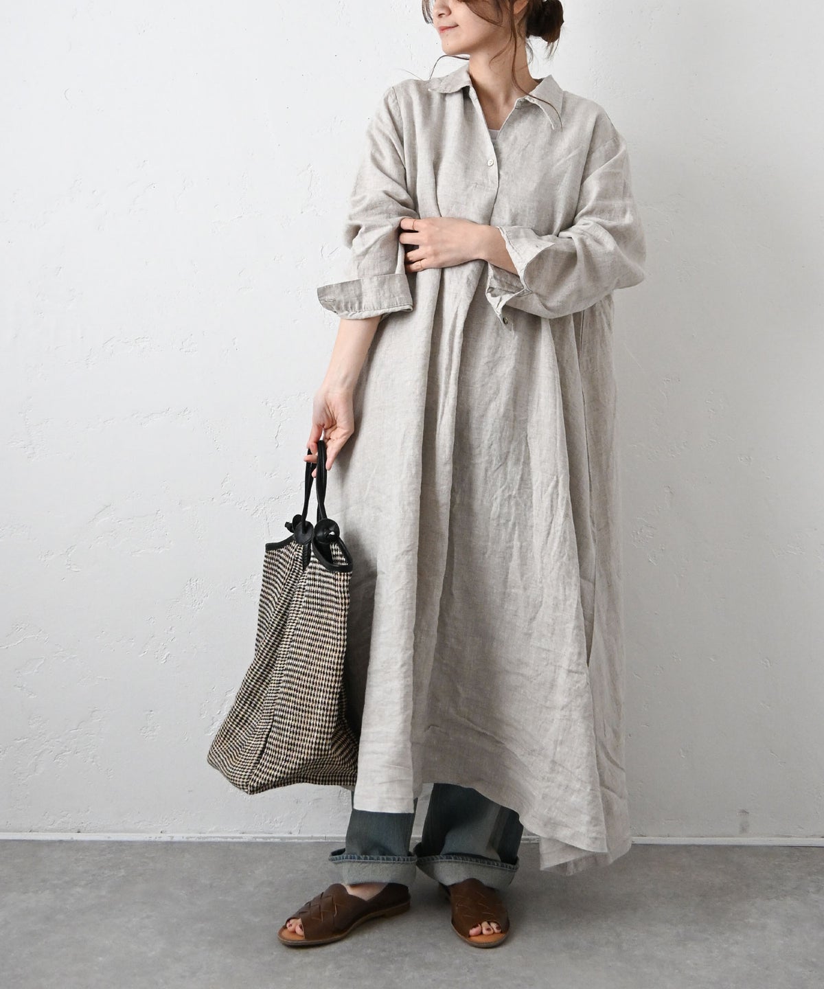 08Mab｜リネンオープンカラーワンピース [[CF-1225HF1327]][C]