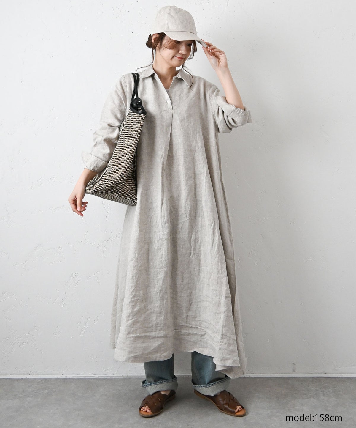 08Mab｜リネンオープンカラーワンピース [[CF-1225HF1327]][C]