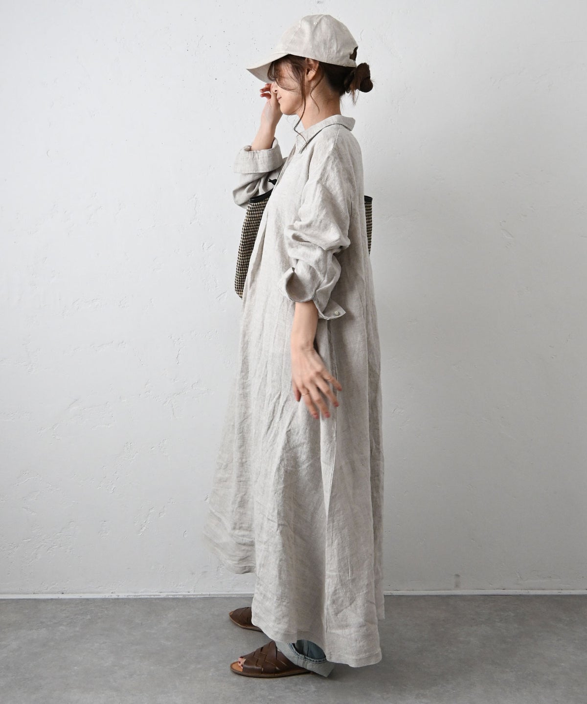 08Mab｜リネンオープンカラーワンピース [[CF-1225HF1327]][C]