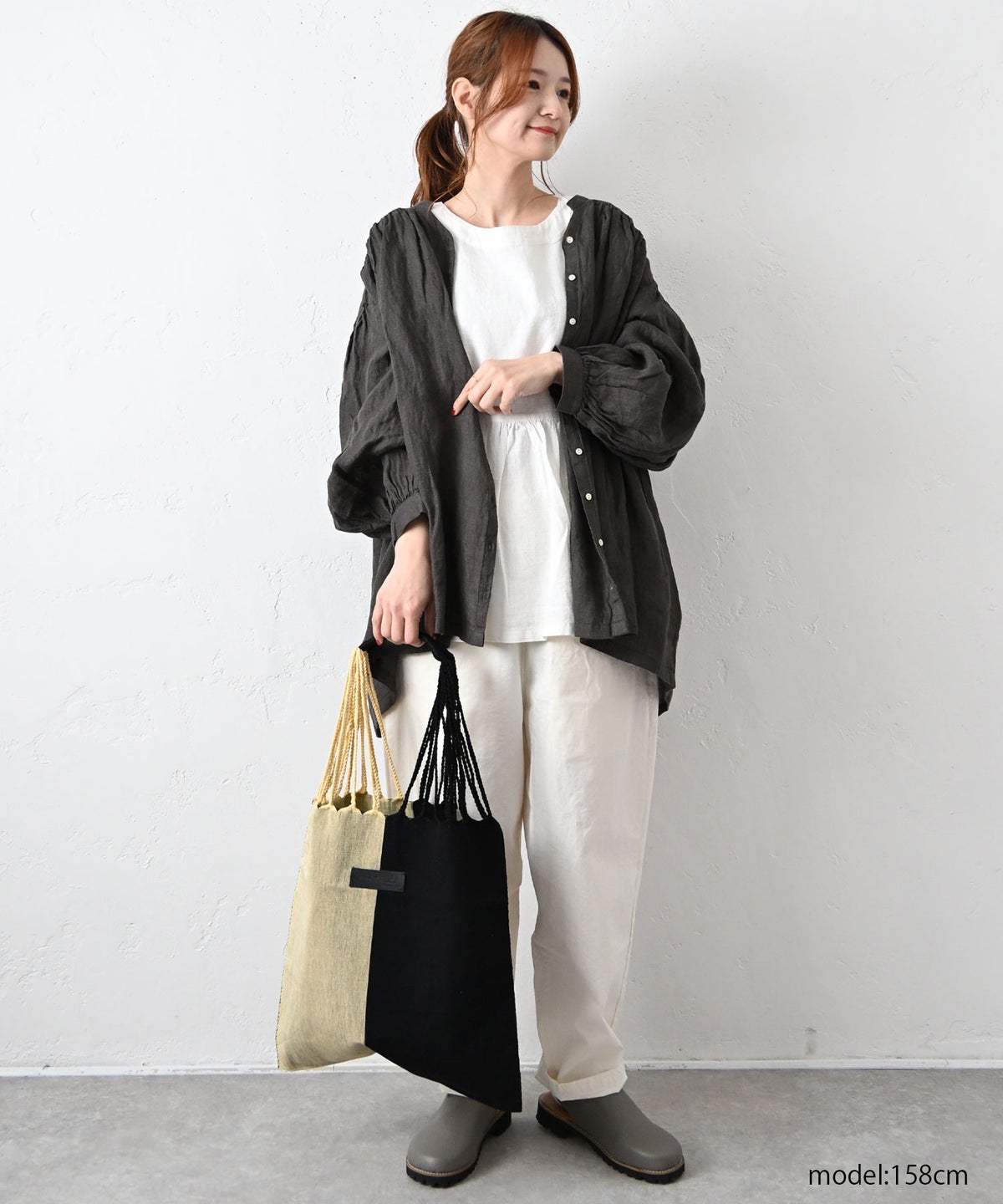 08Mab｜リネンシャンブレー前あきギャザーブラウス [[CF-226HF1368]][C]