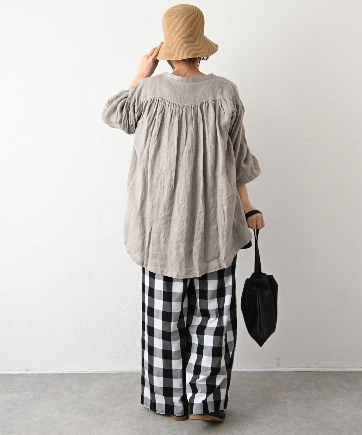 08Mab｜リネンシャンブレー前あきギャザーブラウス [[CF-226HF1368]][C]