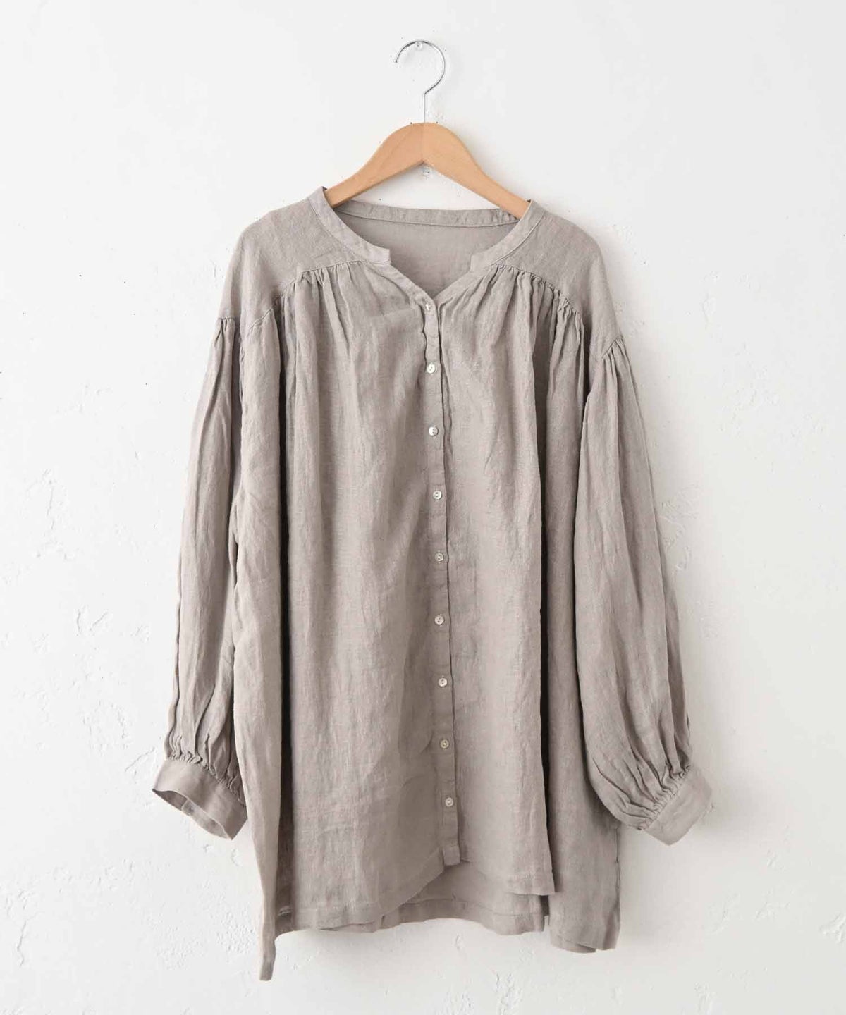  08Mab｜リネンシャンブレー前あきギャザーブラウス [[CF-226HF1368]][C]