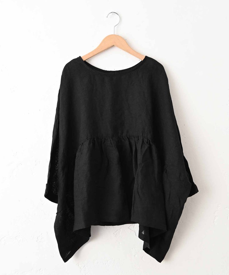  08Mab｜リネンシャンブレー前後着ギャザーブラウス [[CF-225HF1146]][C]