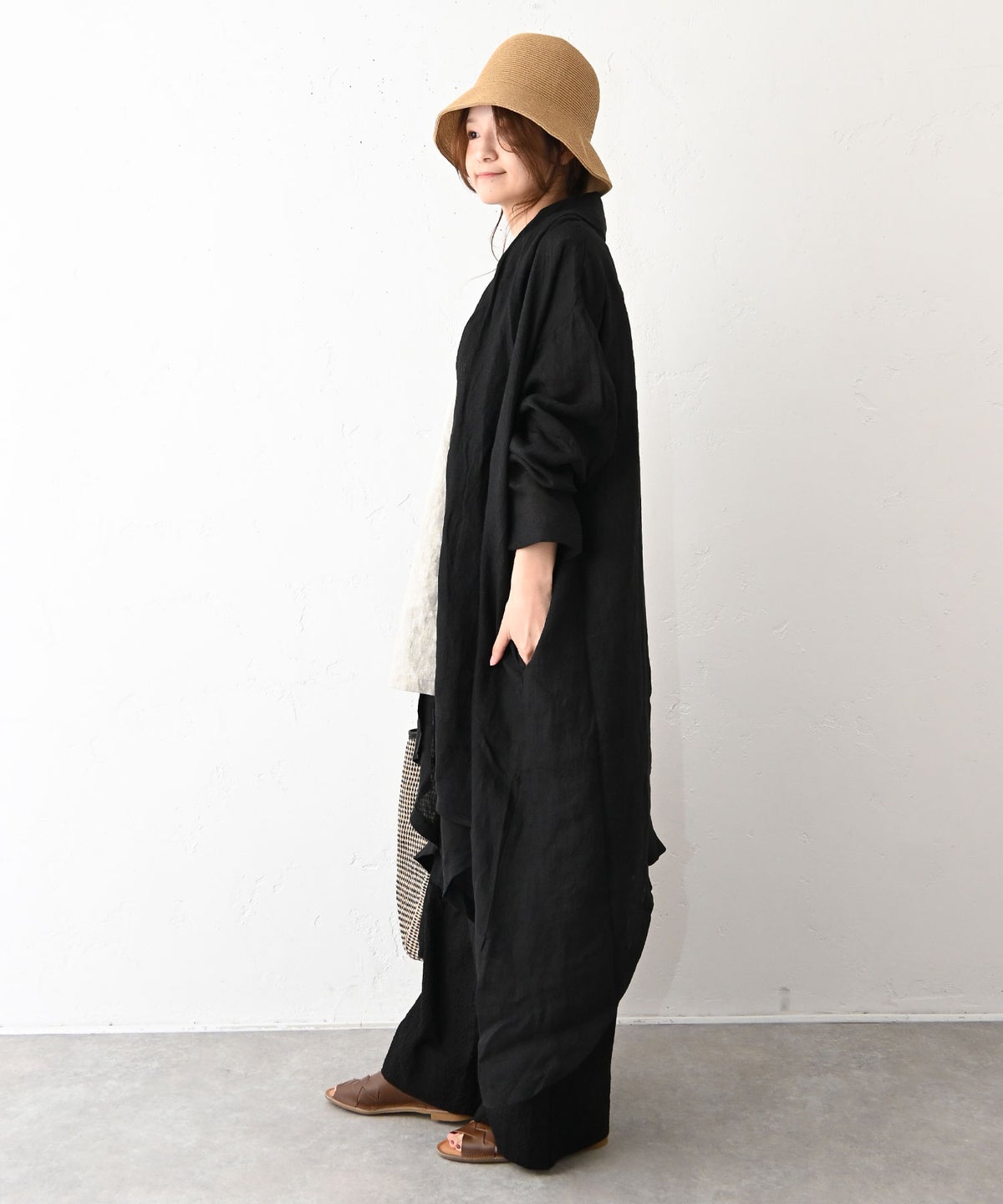 08Mab｜リネンシャンブレーガウン風羽織 [[CF-225HF1149]][C]