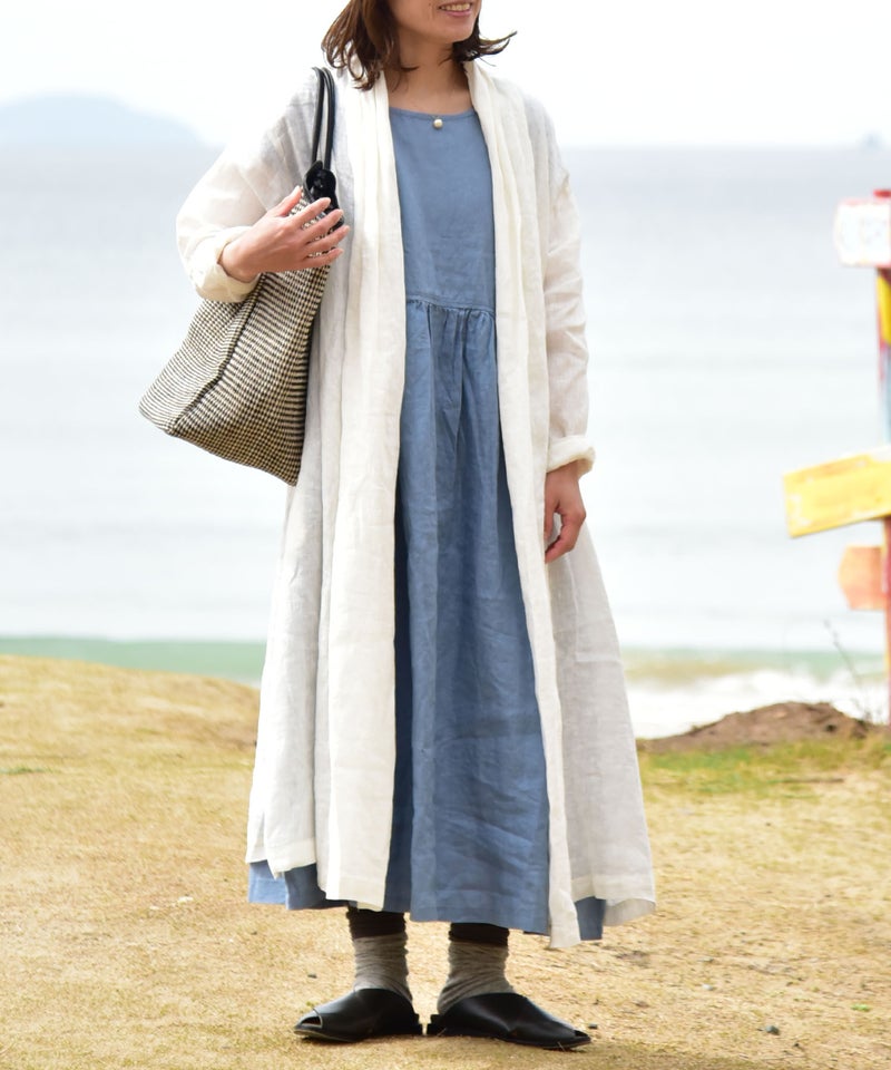 08Mab｜リネンシャンブレーガウン風羽織 [[CF-823MA08099]][C]
