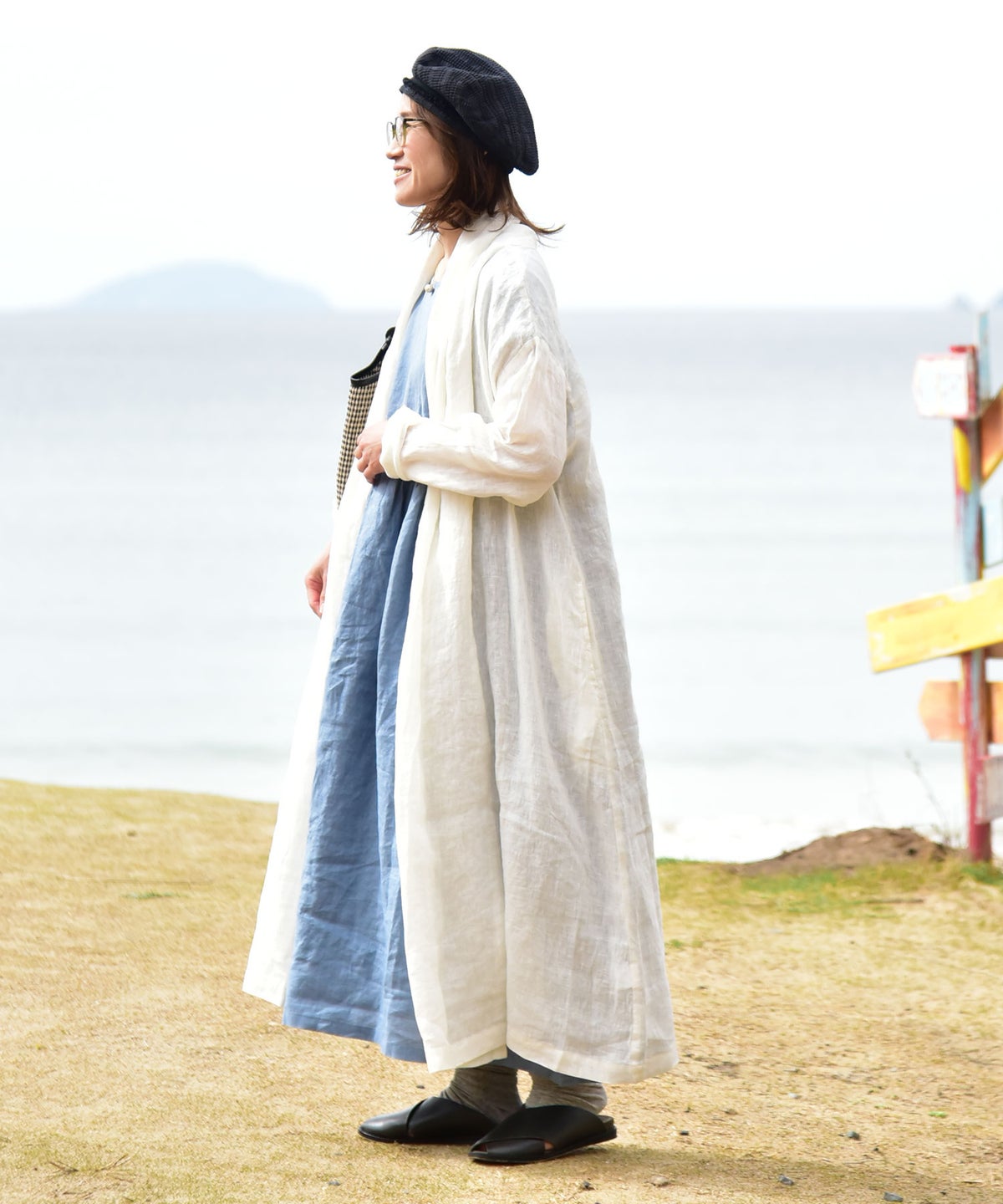 08Mab｜リネンシャンブレーガウン風羽織 [[CF-823MA08099]][C]