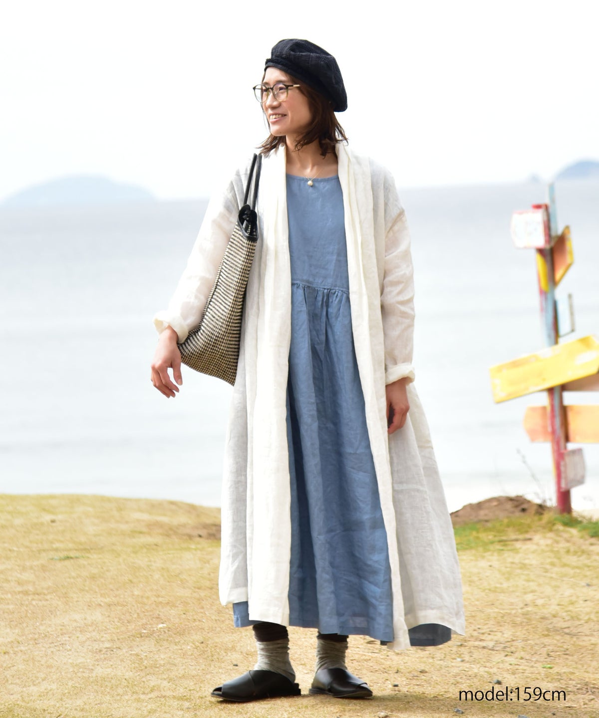 08Mab｜リネンシャンブレーガウン風羽織 [[CF-823MA08099]][C]