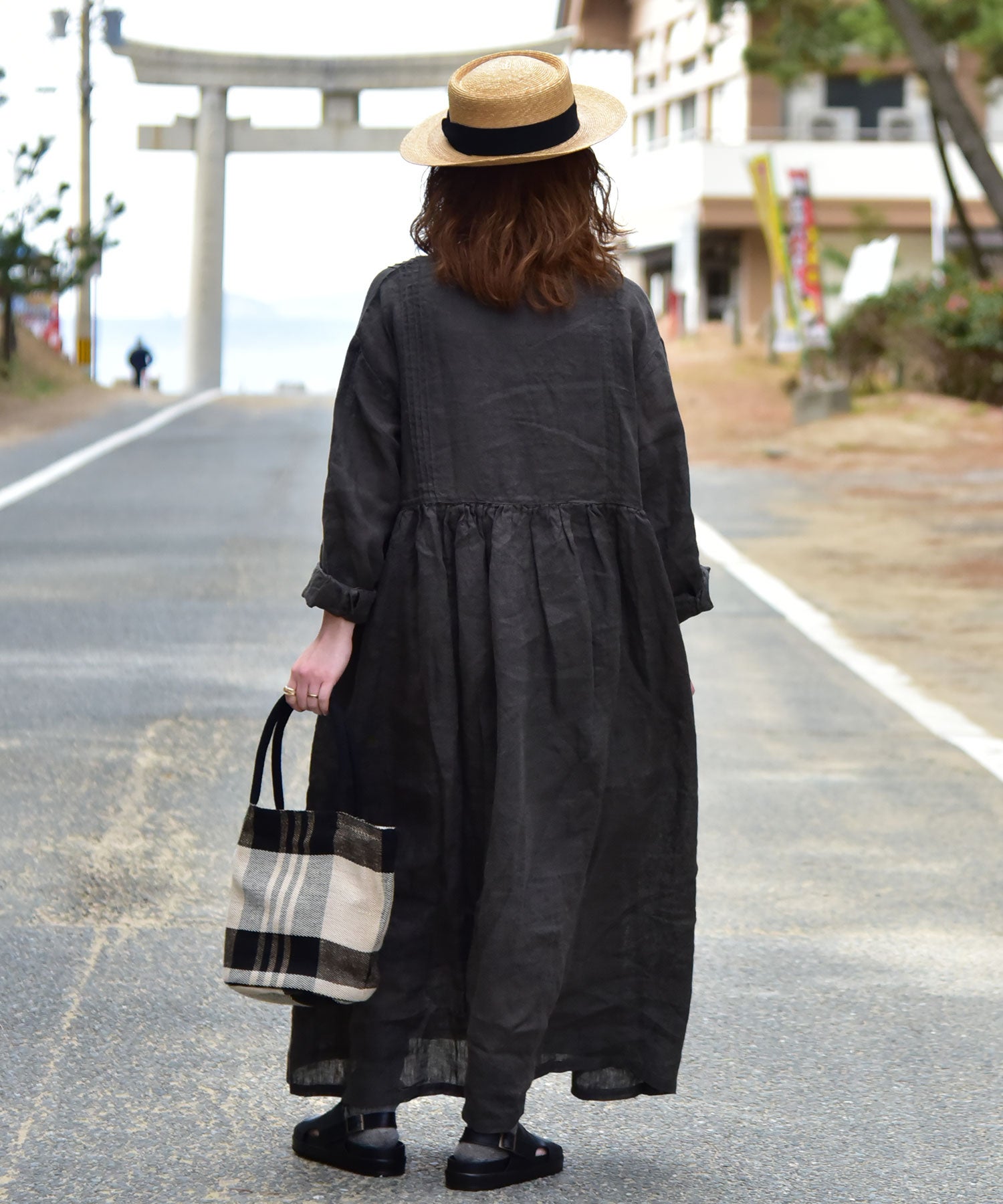 08Mab｜リネンシャンブレー多ボタンワンピース [[CF-226HF1363]][C