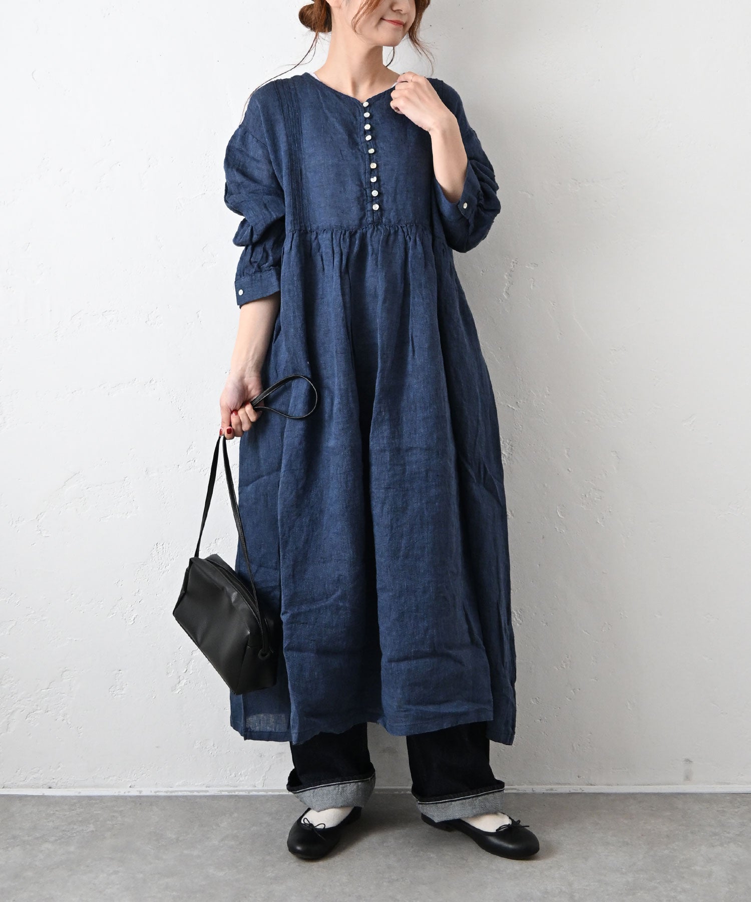 08Mab｜リネンシャンブレー多ボタンワンピース [[CF-226HF1363]][C