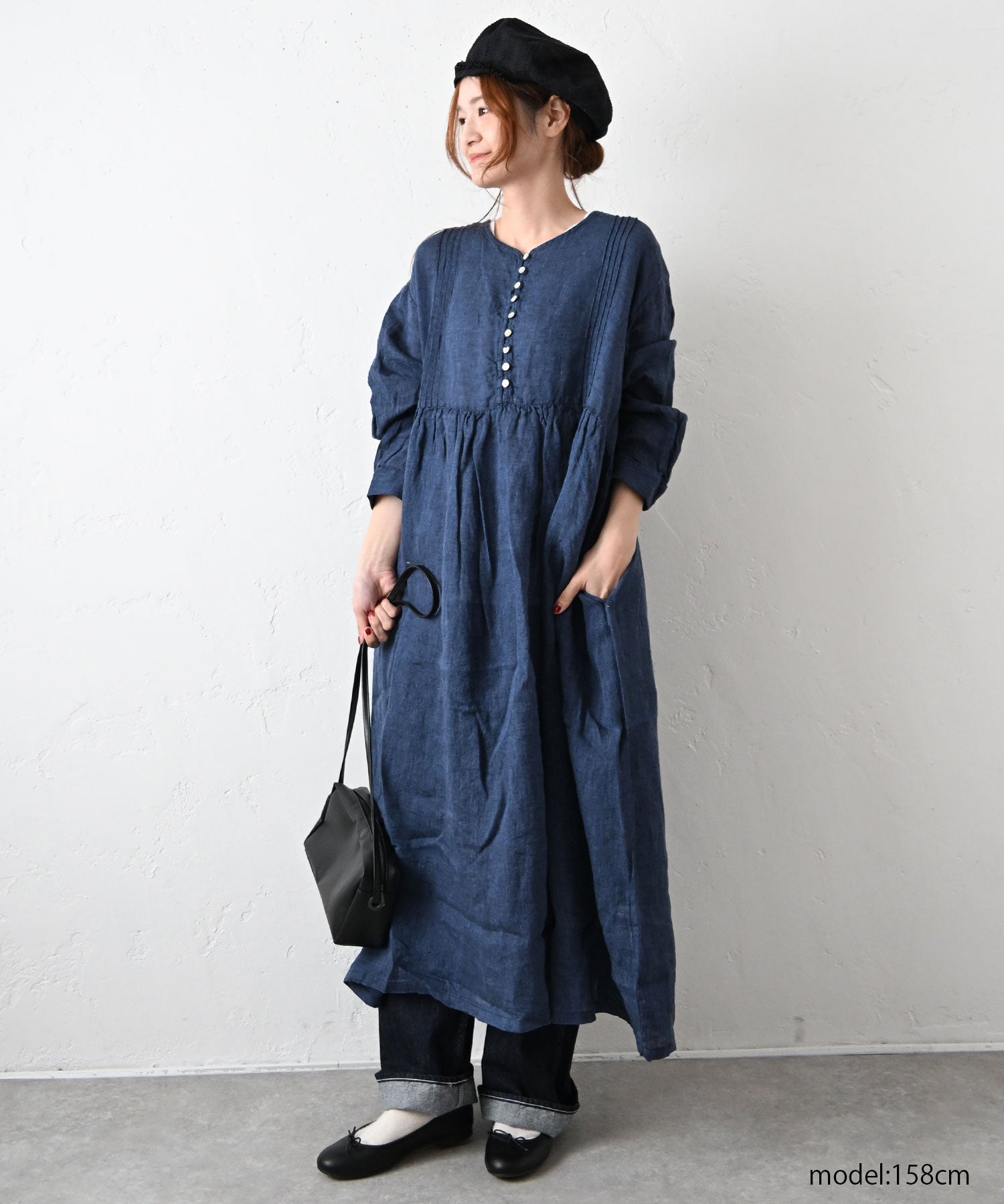 08Mab｜リネンシャンブレー多ボタンワンピース [[CF-226HF1363]][C