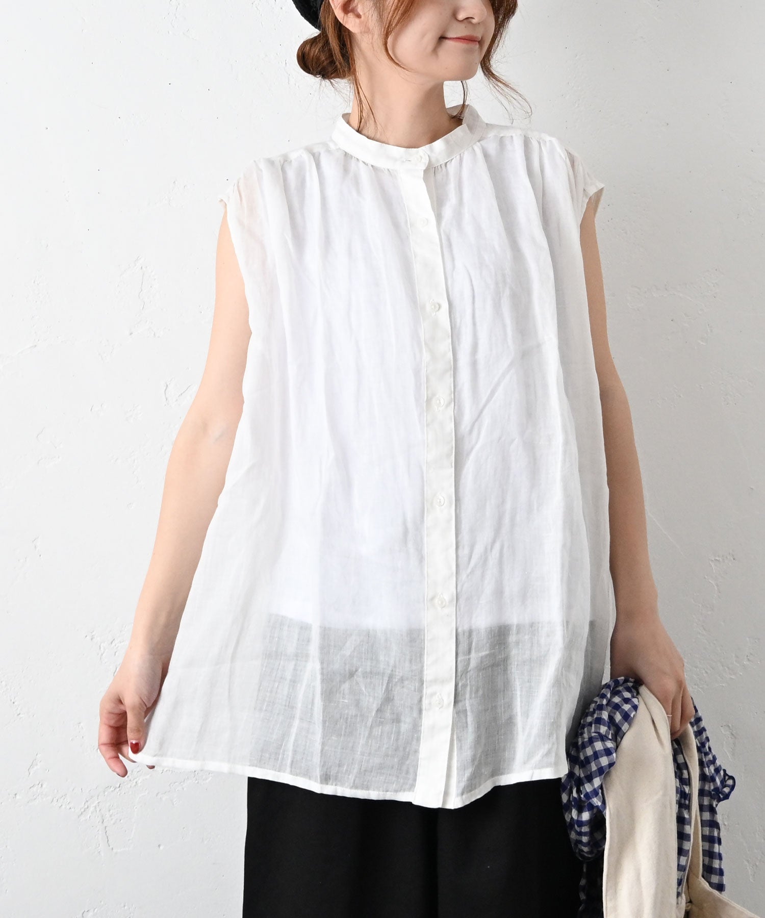 ichi イチ ⿻ オーガニックコットン オーバーブラウス ストライプ 白 春夏 ICHI（イチ） | ma28 ONLINE STORE