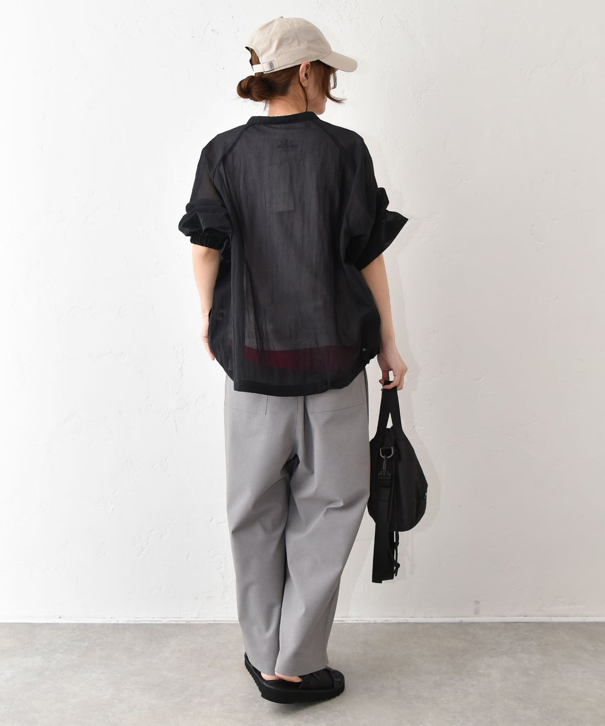 prit｜ナイロンシアーペーパーリップストップ裾ヒモコクーンブルゾン [[P82600]][C]