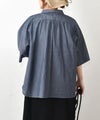  prit｜インディゴシアーデニム5分袖レギュラーカラーシャツ [[P82615]][C]