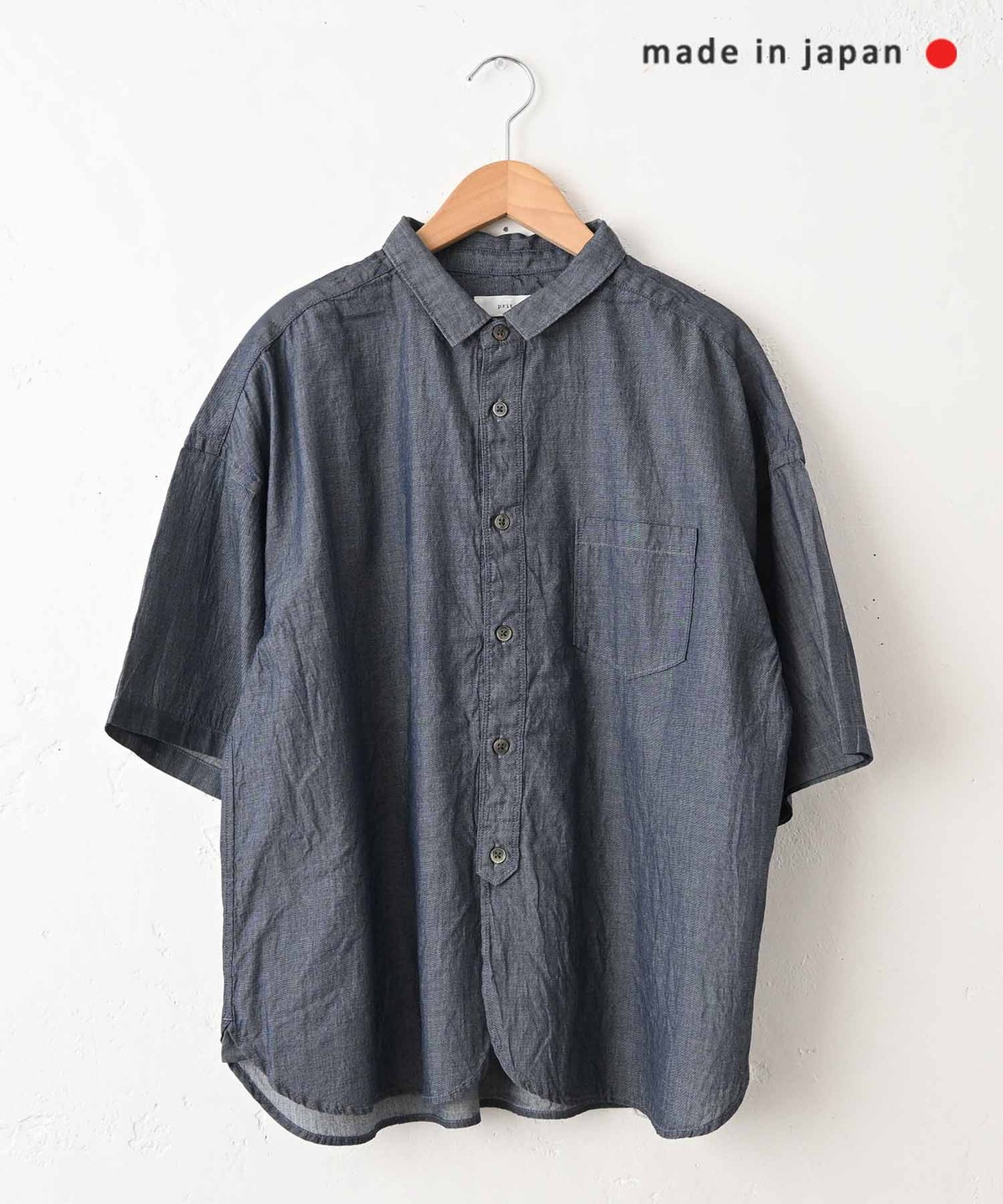  prit｜インディゴシアーデニム5分袖レギュラーカラーシャツ [[P82615]][C]
