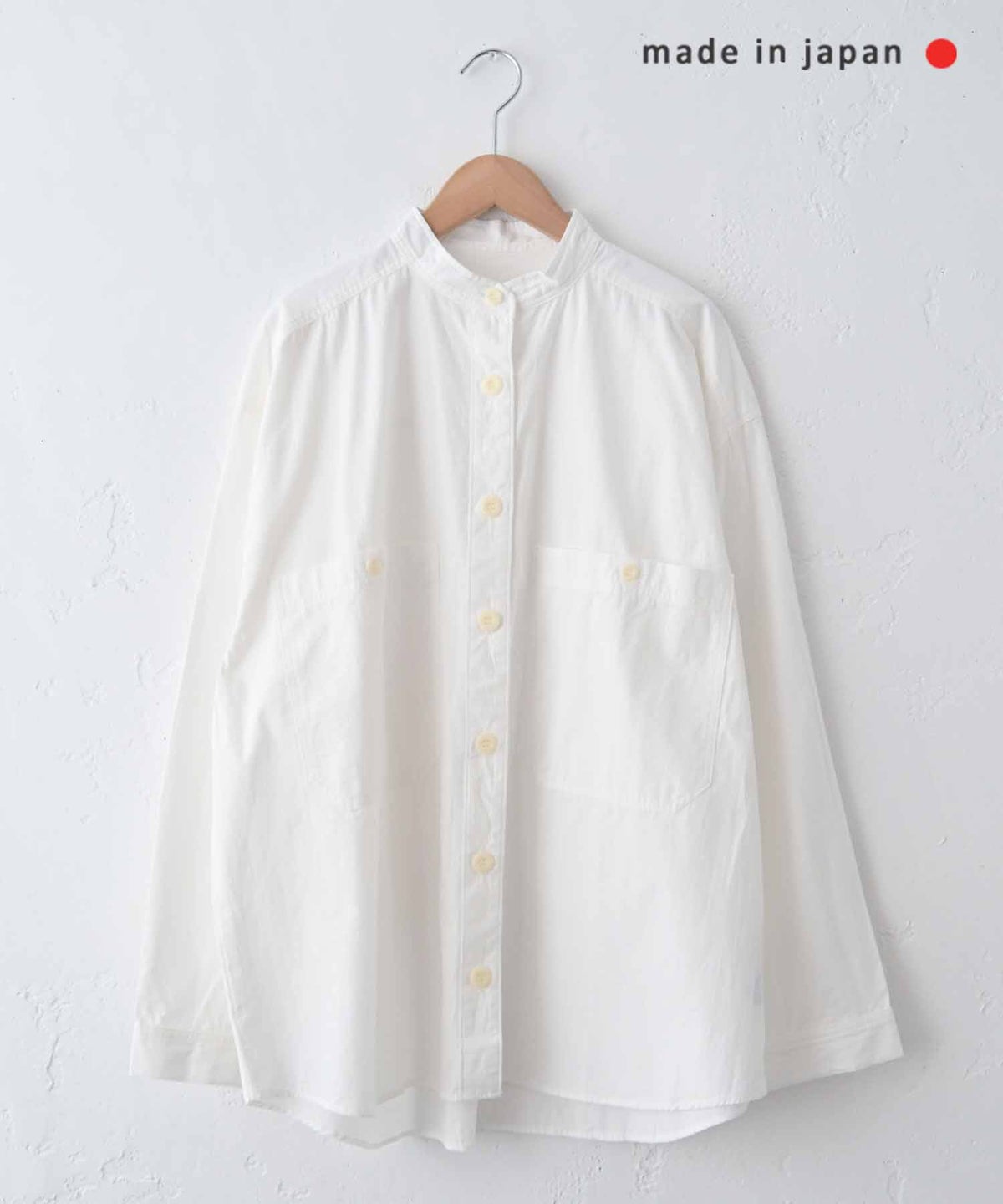  her.｜ヴィンテージポプリン配色ステッチバンドカラーシャツ [[MA-520003]][C]